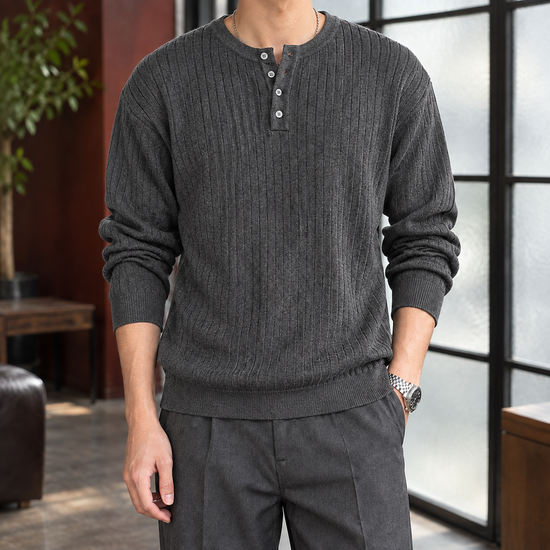 Roland Ribbed Sweater - Gray