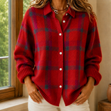 Isla Plaid Sweater - Red