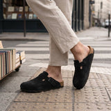 Dario Suede Buckle Mules - Black