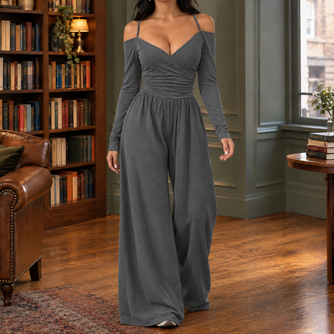 Mallory-Rae Wide-Leg Jumpsuit - Gray