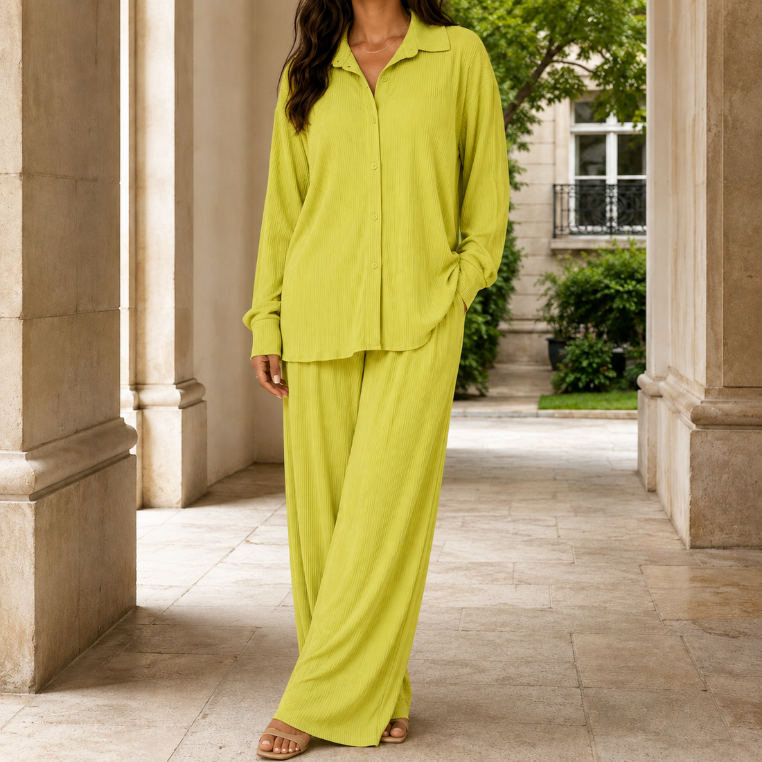 Saskia Wide Leg Set - Yellow
