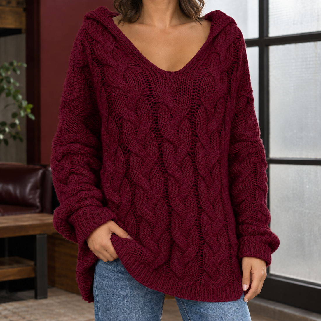 Savannah Hooded Hoodie - Burgundy