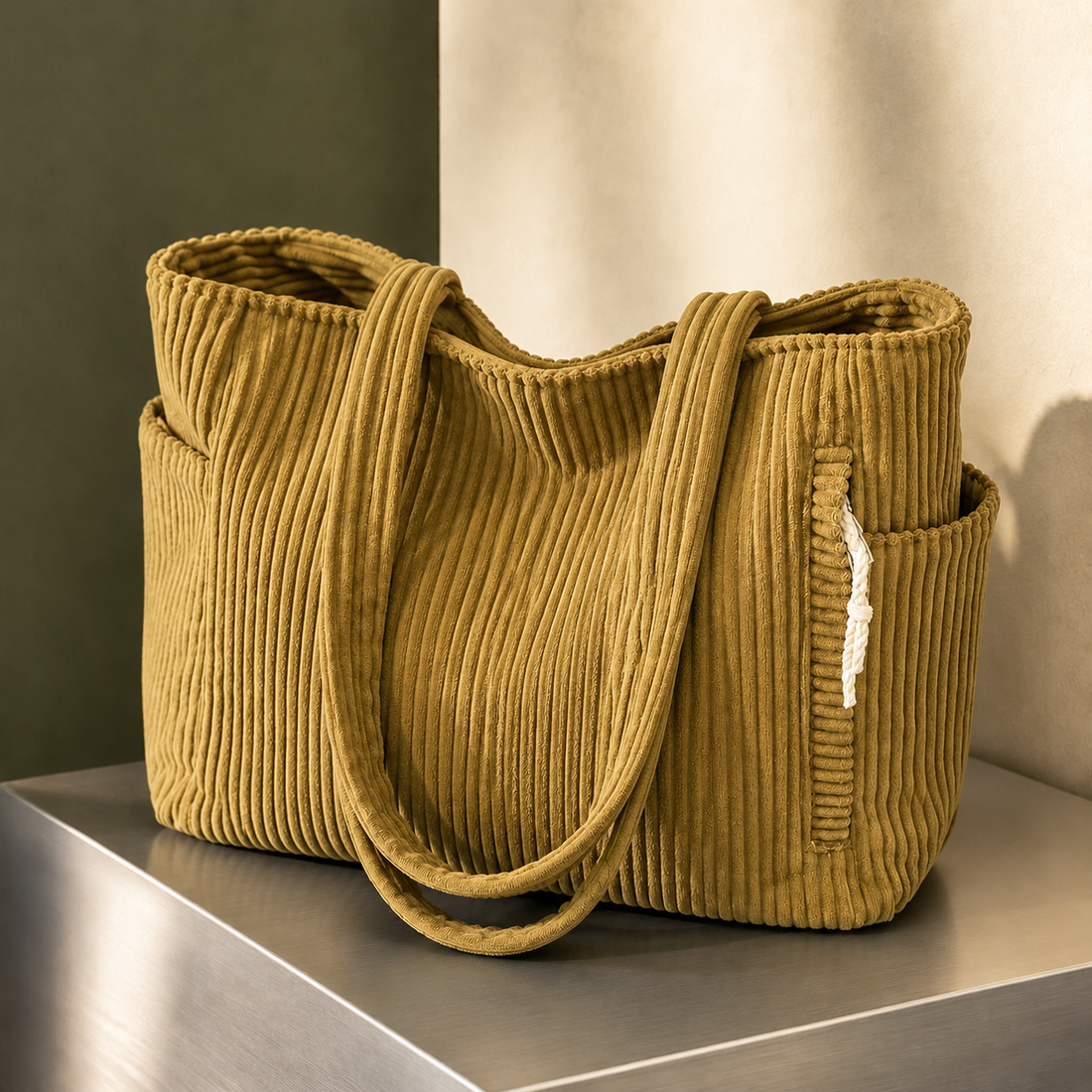Taormina Ribbed Tote - Mustard