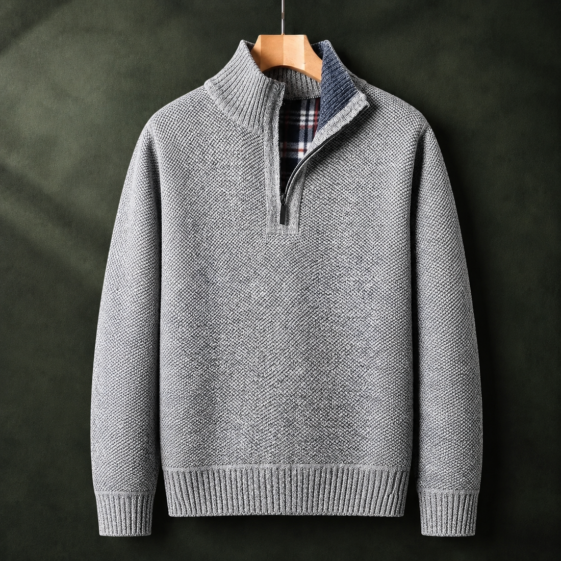 Ambrose Quarter-Zip Sweater - Light Gray