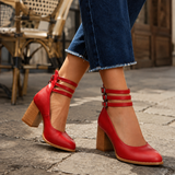 Rinaldi Triple Buckle Heels - Red