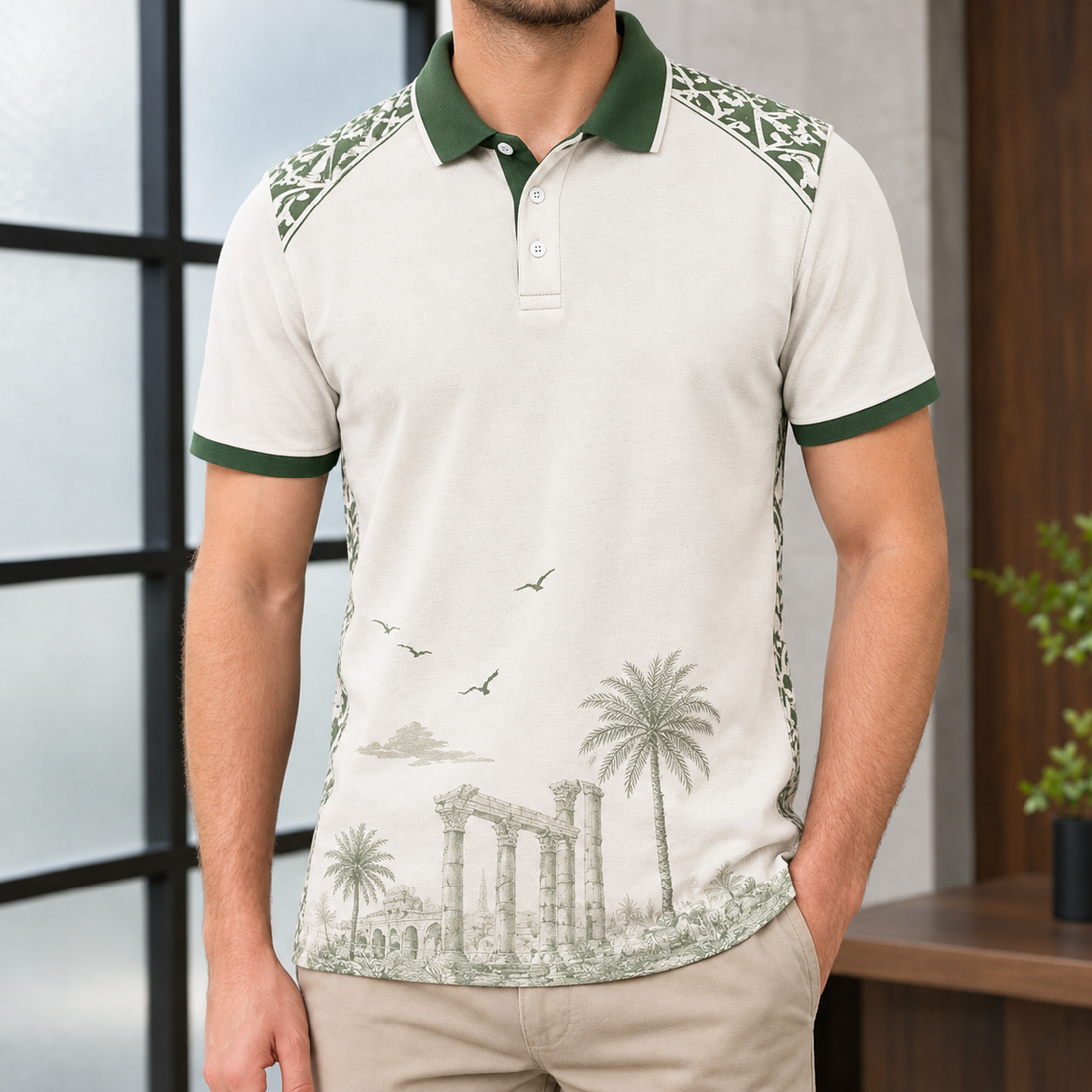 Alphonse Tunisian Polo - Ivory Green