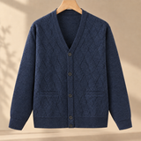 Albin Argyle Cardigan - Blue Gray