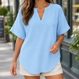 Candela Split Neck Top - Sky Blue