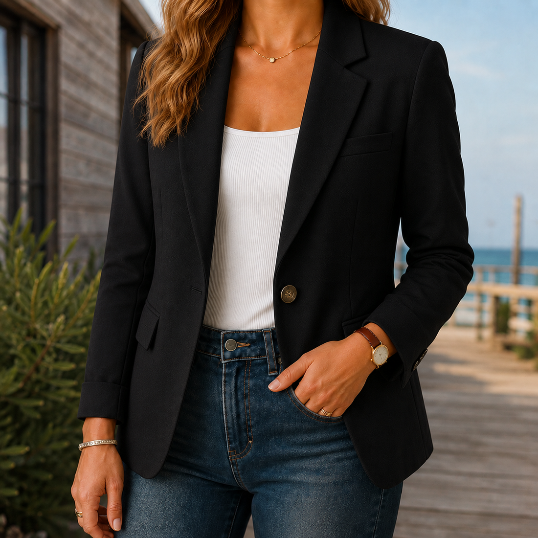 Anais Tailored Blazer - Black