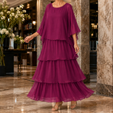 Amelie Tiered Maxi Dress - Berry
