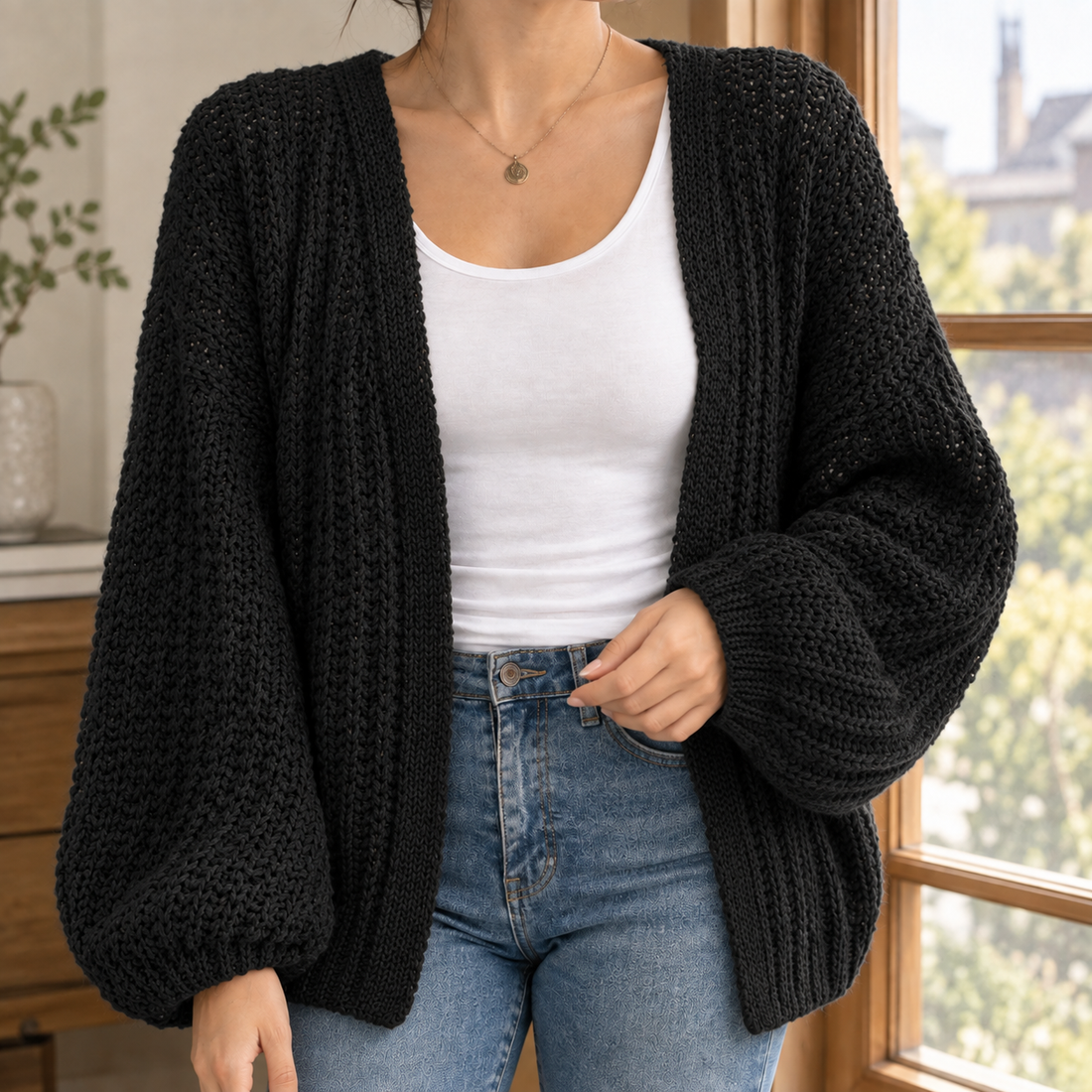 Allegra Chunky Cardigan - Black