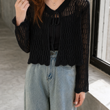 Bridget Pointelle Cardigan - Black