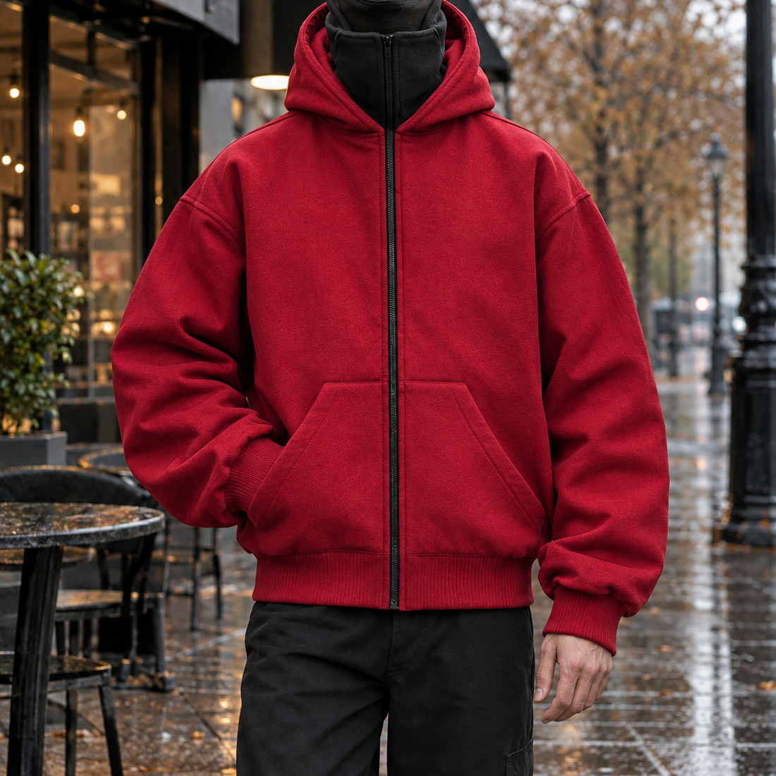 Philip-Cole Masked Zip Jacket - Red