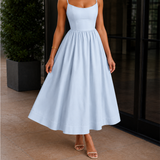 Bianca-Jane Gathered Midi Dress - Blue