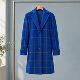 Evadne Windowpane Coat - Blue