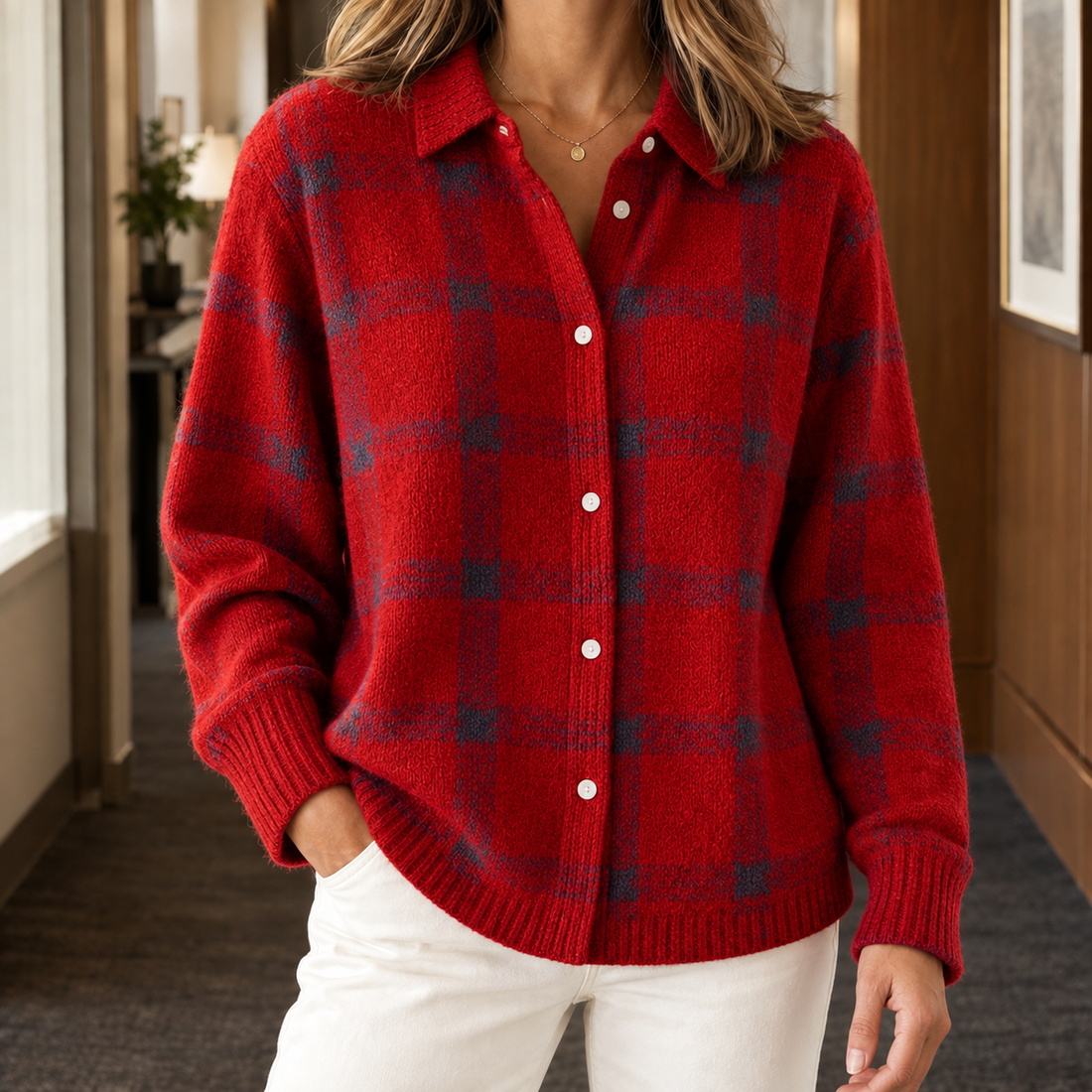 Lillian Plaid Overshirt - Red