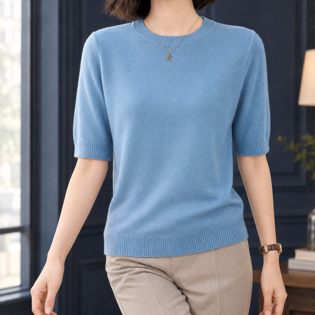 Michelle Cashmere Sweater - Fog Blue