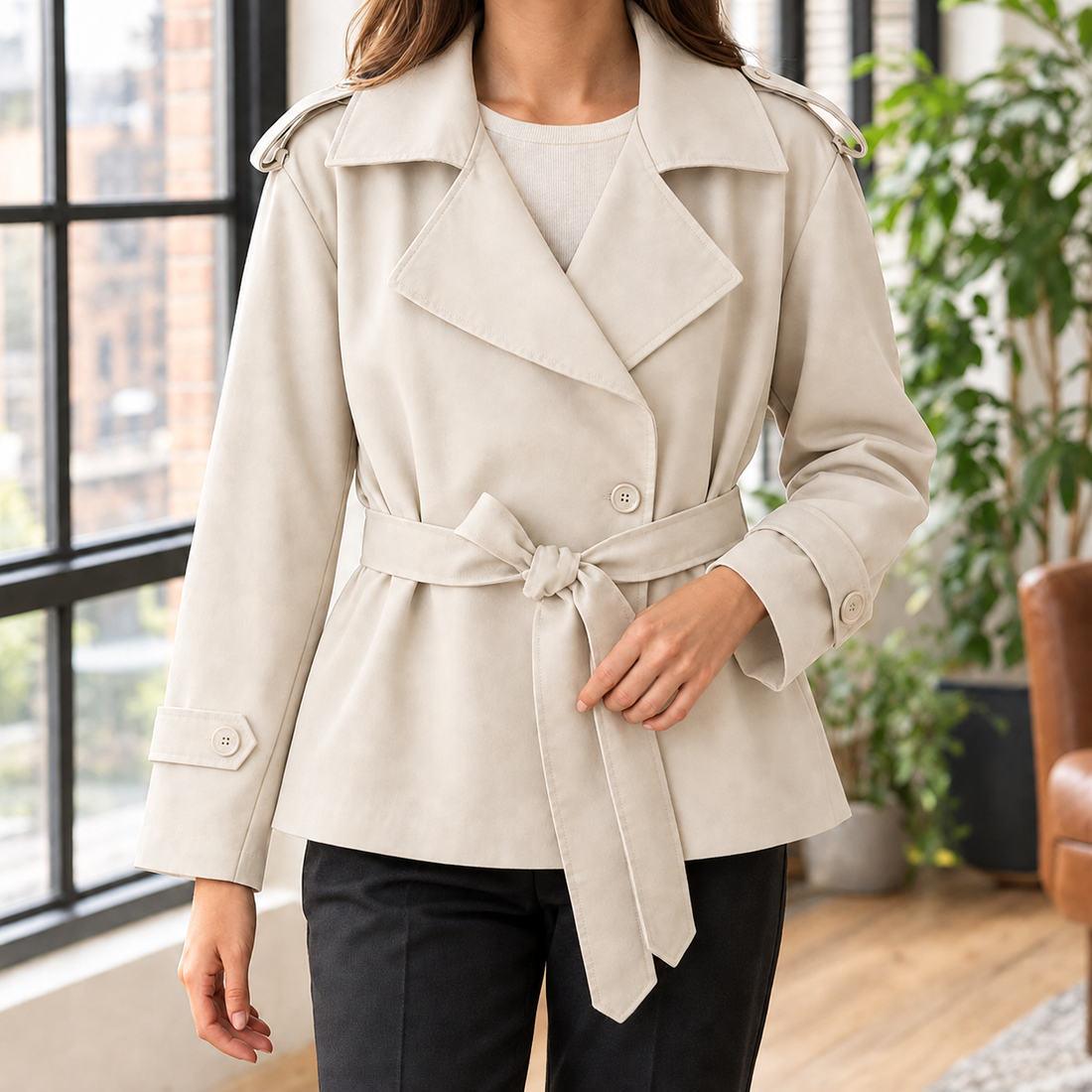 Nicolette Belted Jacket - Milky White