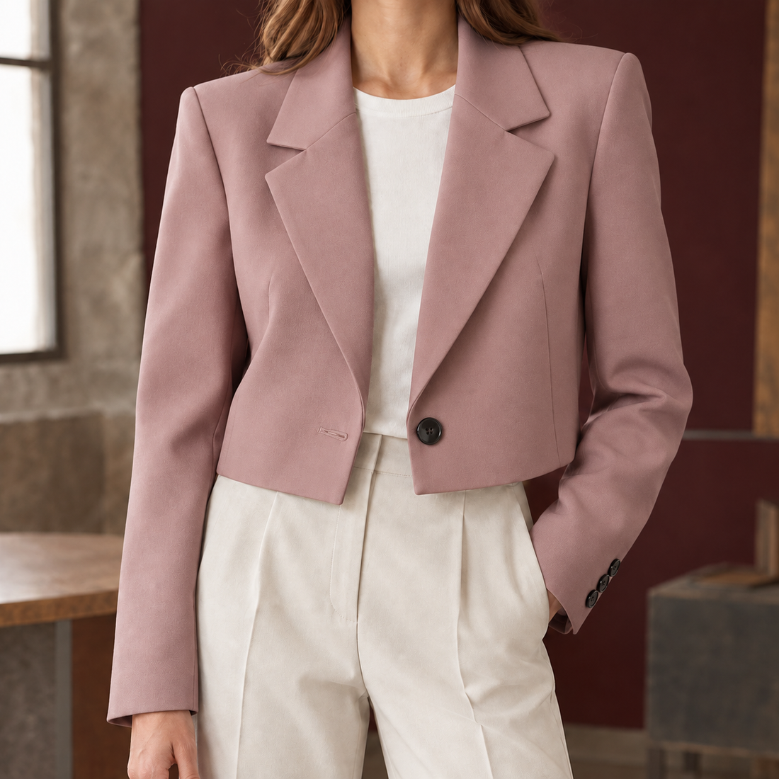 Zelda-Faye Cropped Jacket - Pink