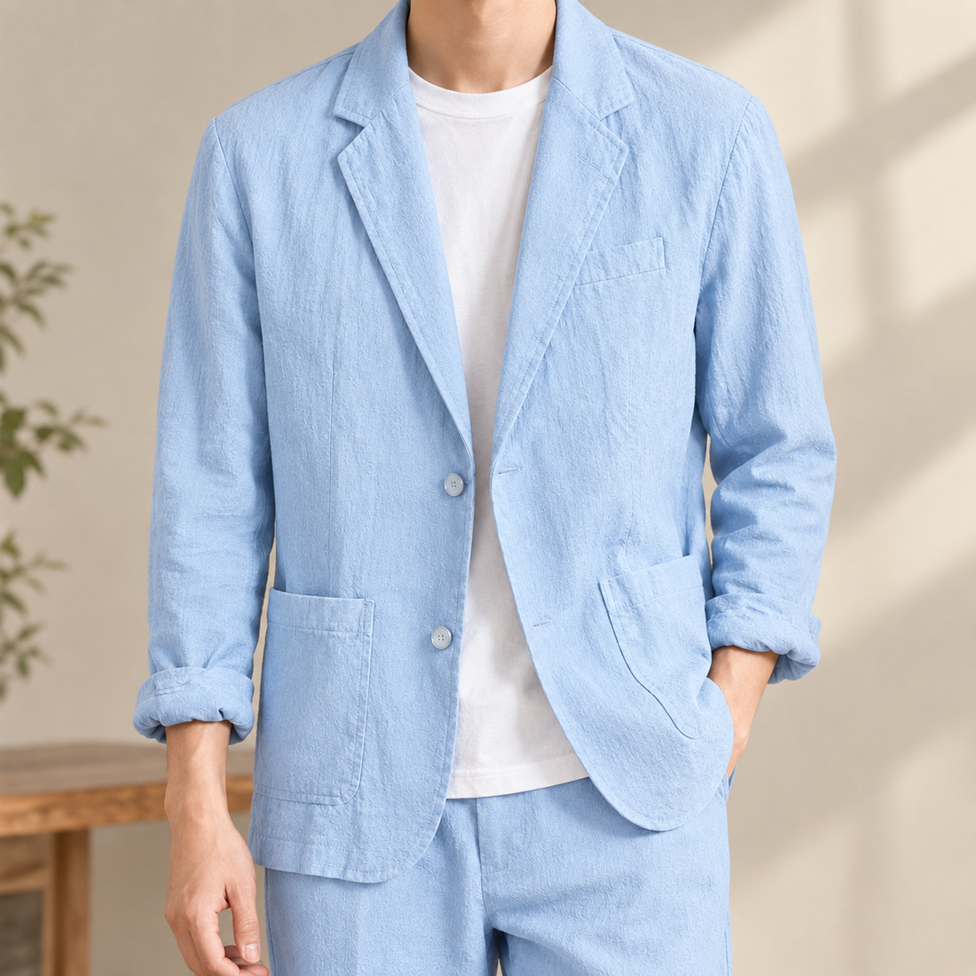 Armel Cotton Blazer - Light Blue