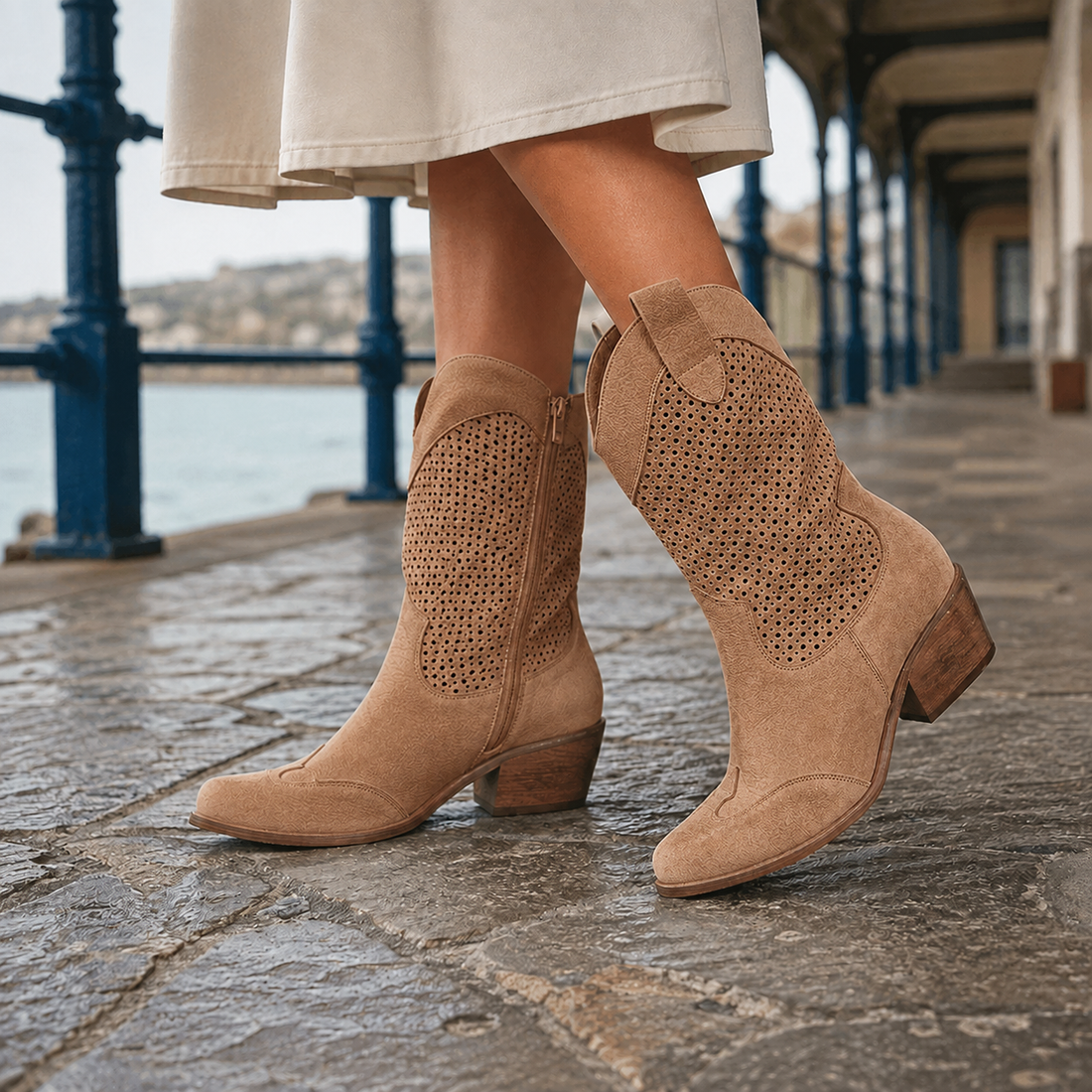 Terenzi Perforated Cowboy Boots - Brown