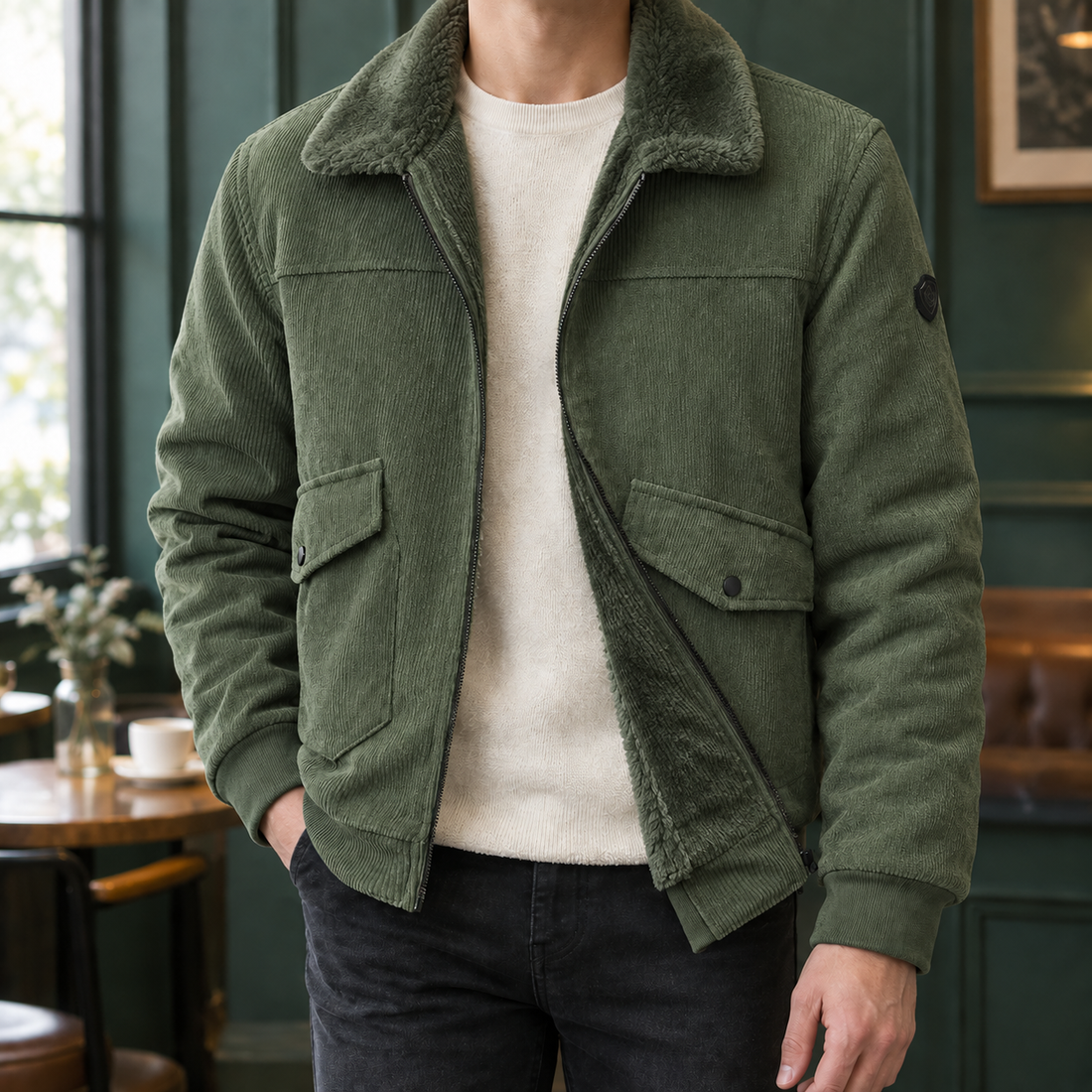 Erasmus Corduroy Jacket - Army Green