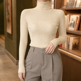 Gwendolyn Slim Turtleneck Top - Apricot