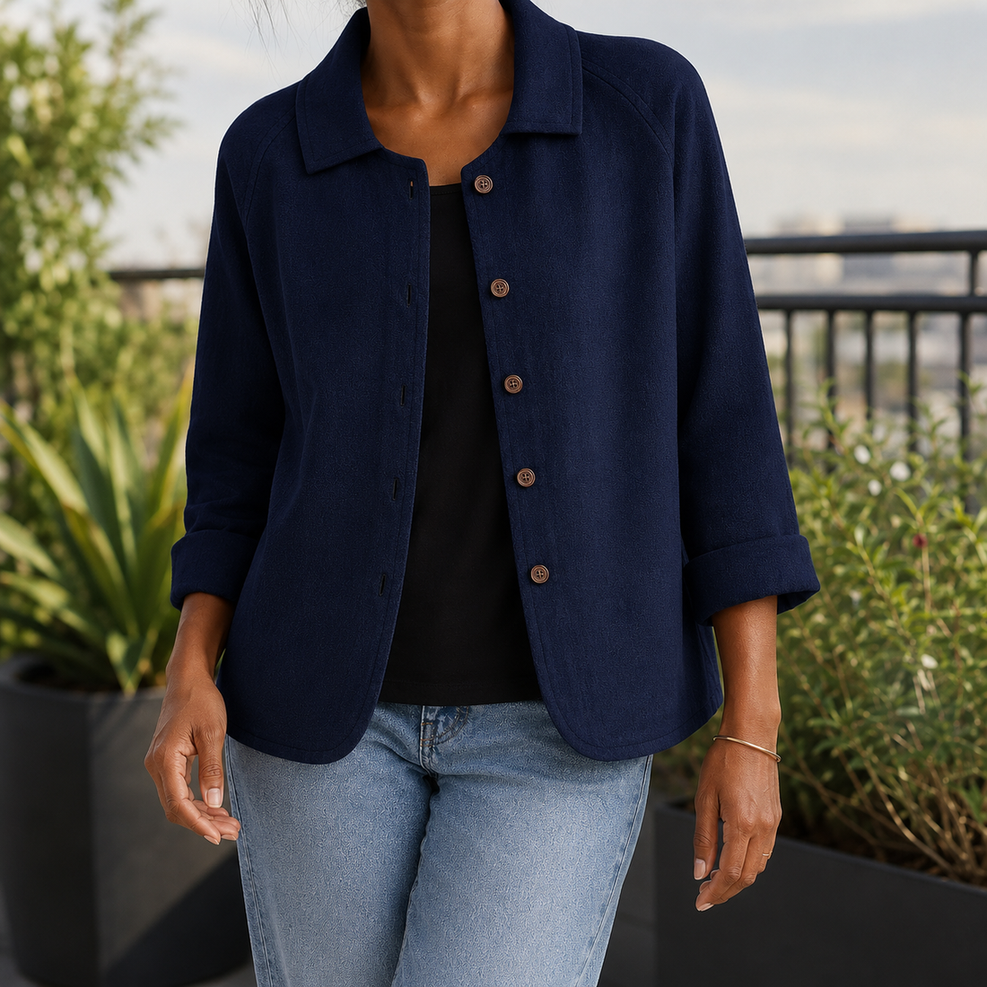 Soraya-Lane Collared Sweater - Blue