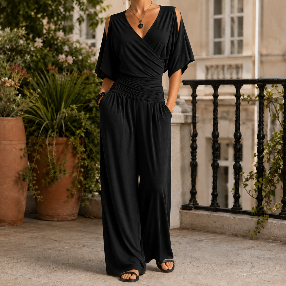 Verity-Grace Wrap Jumpsuit - Black