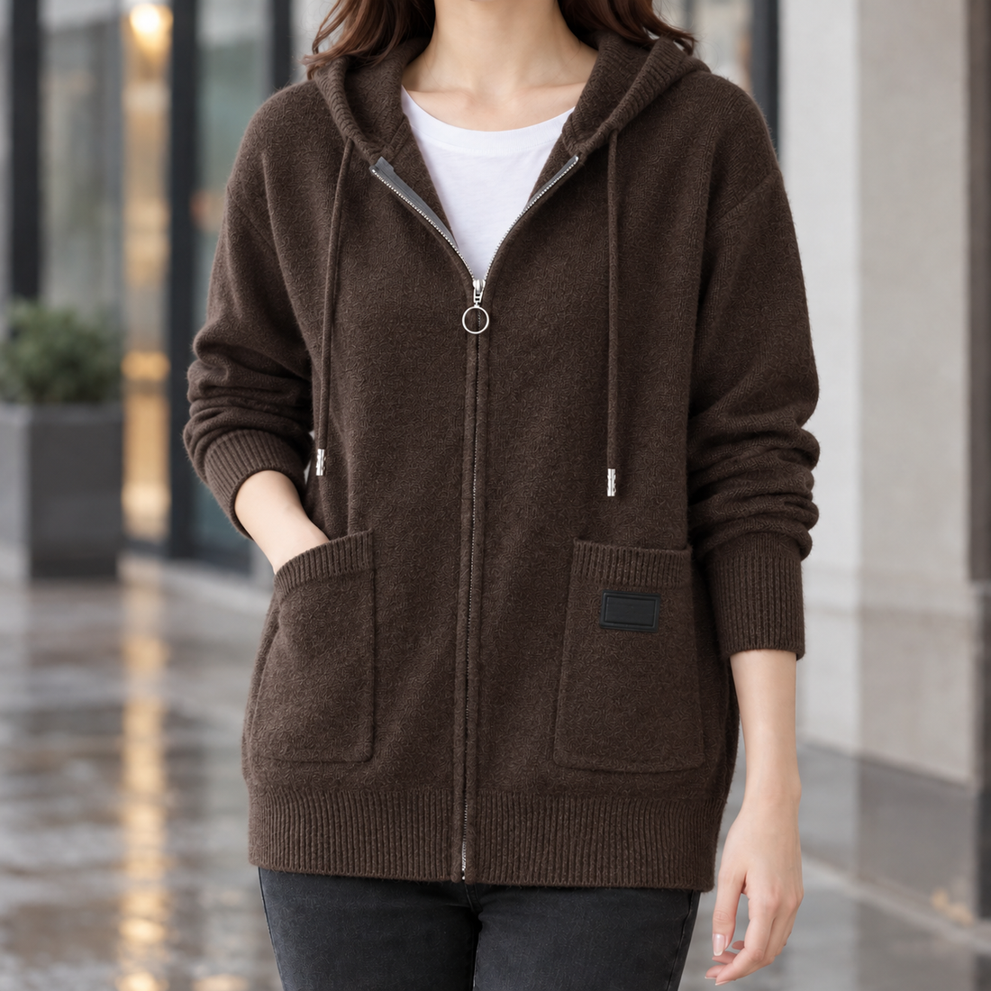 Solange Hooded Hoodie - Coffee
