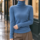 Cassidy-Faye Ruffle Turtleneck Top - Blue