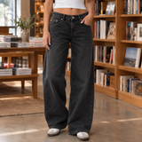 Edith-Louise Wide Leg Jeans - Black Gray