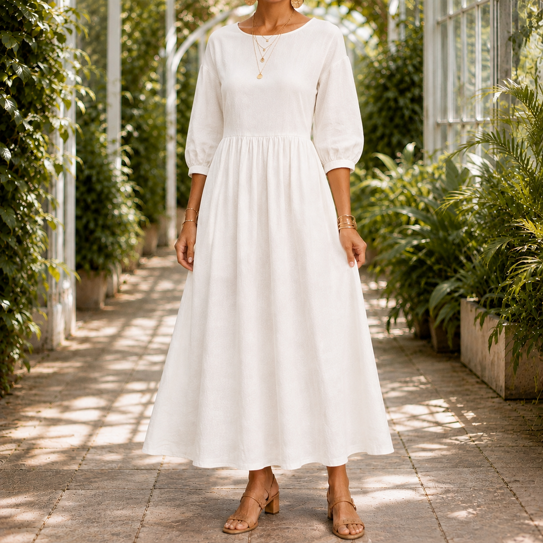 Rosalie Gathered Maxi Dress - White