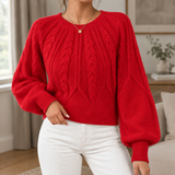 Mackenzie Cable Knit Sweater - Red