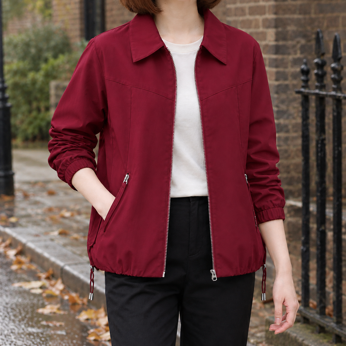 Henriette-Jane Zip Jacket - Wine Red