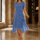 Portia Cascade Dress - Blue