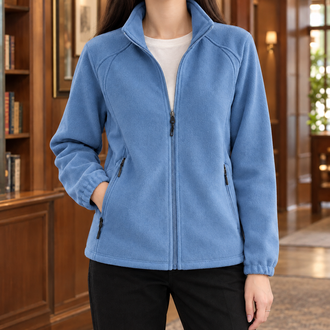 Winifred Stand Collar Jacket - Fog Blue