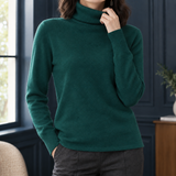 Chloe Wool Turtleneck Sweater - Dark Green