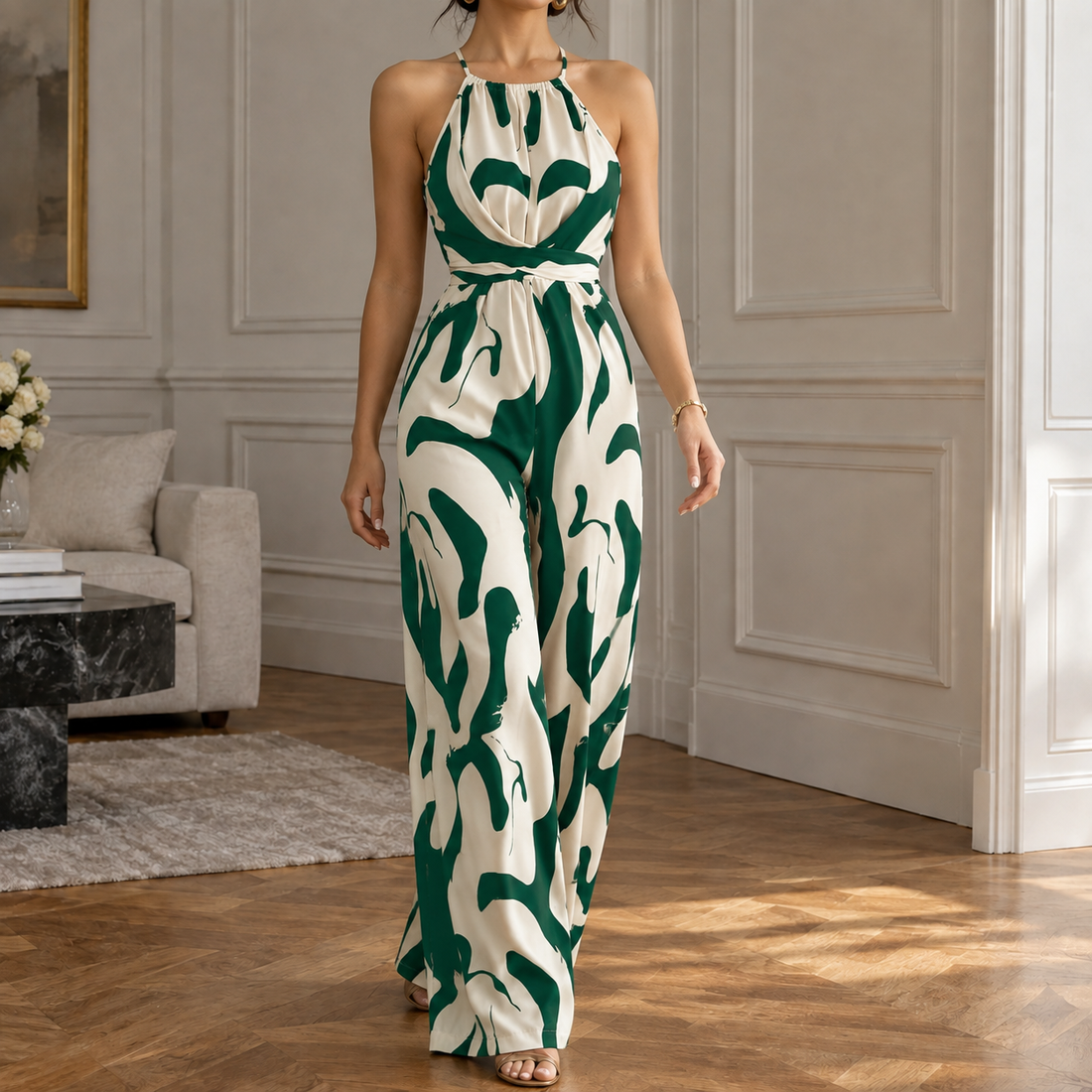 Jasmine Halter Jumpsuit - Dark Green