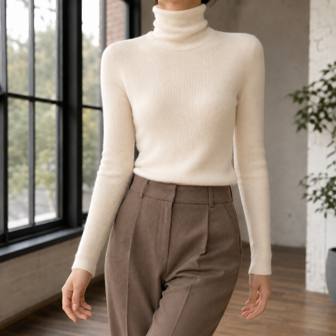Genevieve-Rose Cashmere Sweater - Cream