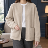 Cleo-Rae Ribbed Zip Jacket - Milk Tea