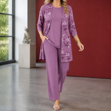Ingrid-Belle Printed Pants Set - Purple