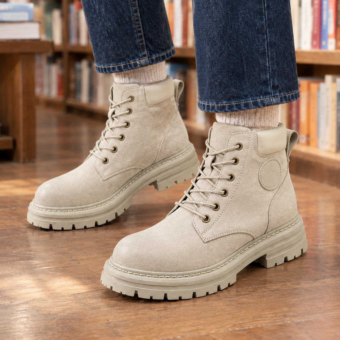 Cassano Lace-Up Boots - Off-white Flat Loafers