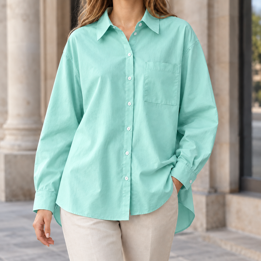 Zelie Relaxed Shirt - Mint Green
