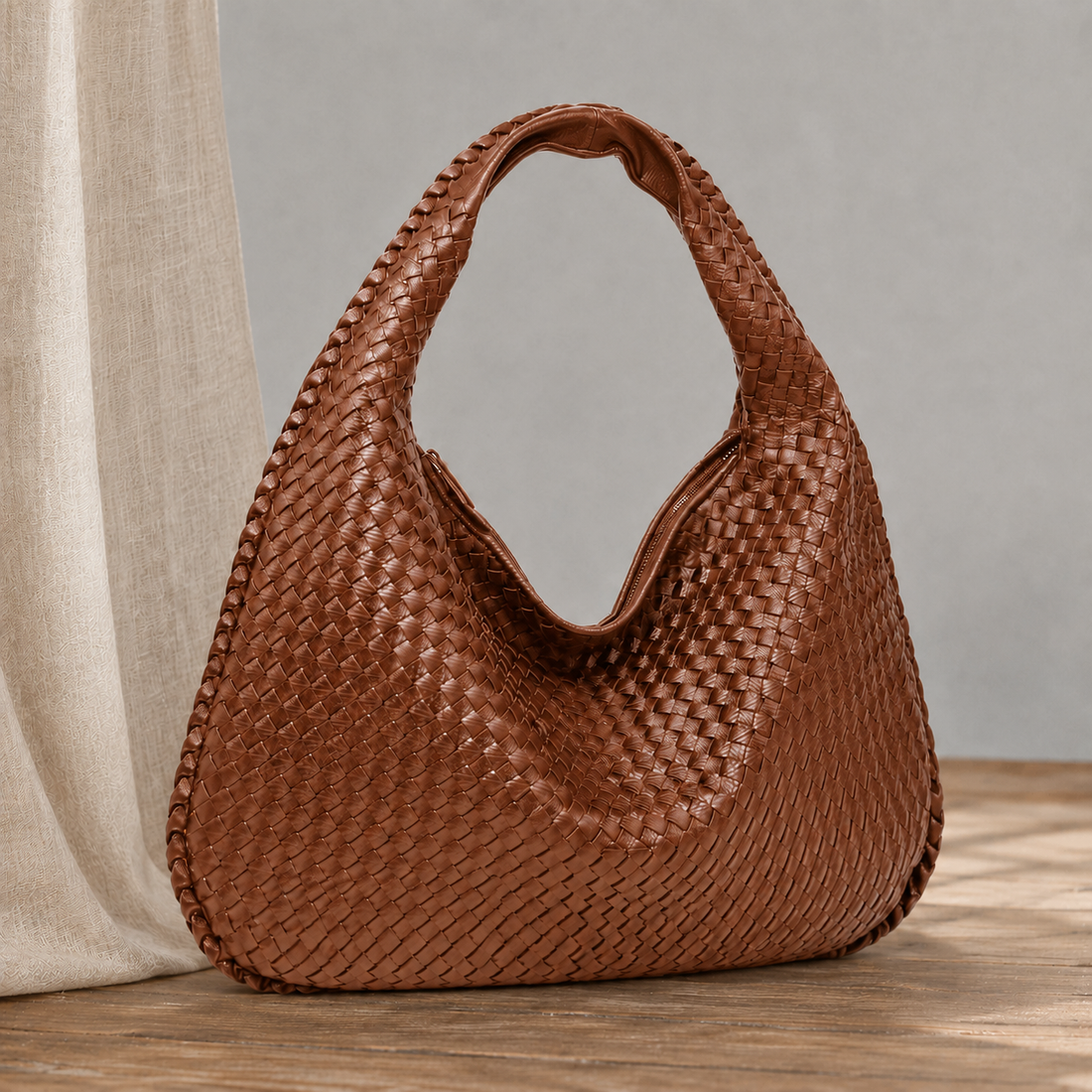 Dalmasso Woven Hobo Bag - Light Brown