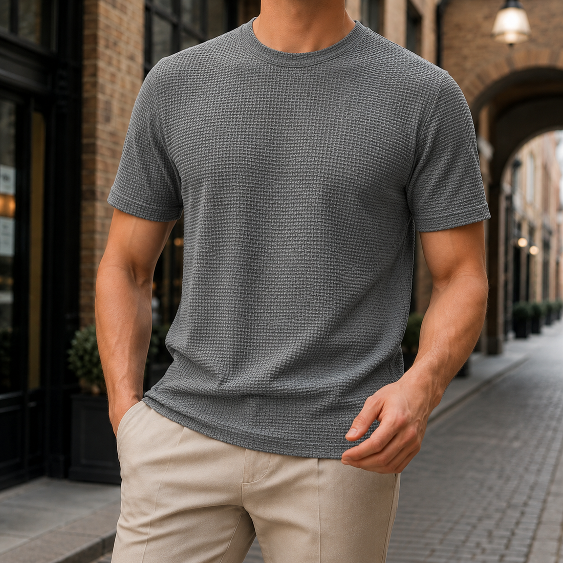 Caleb Textured T Shirt - Grau