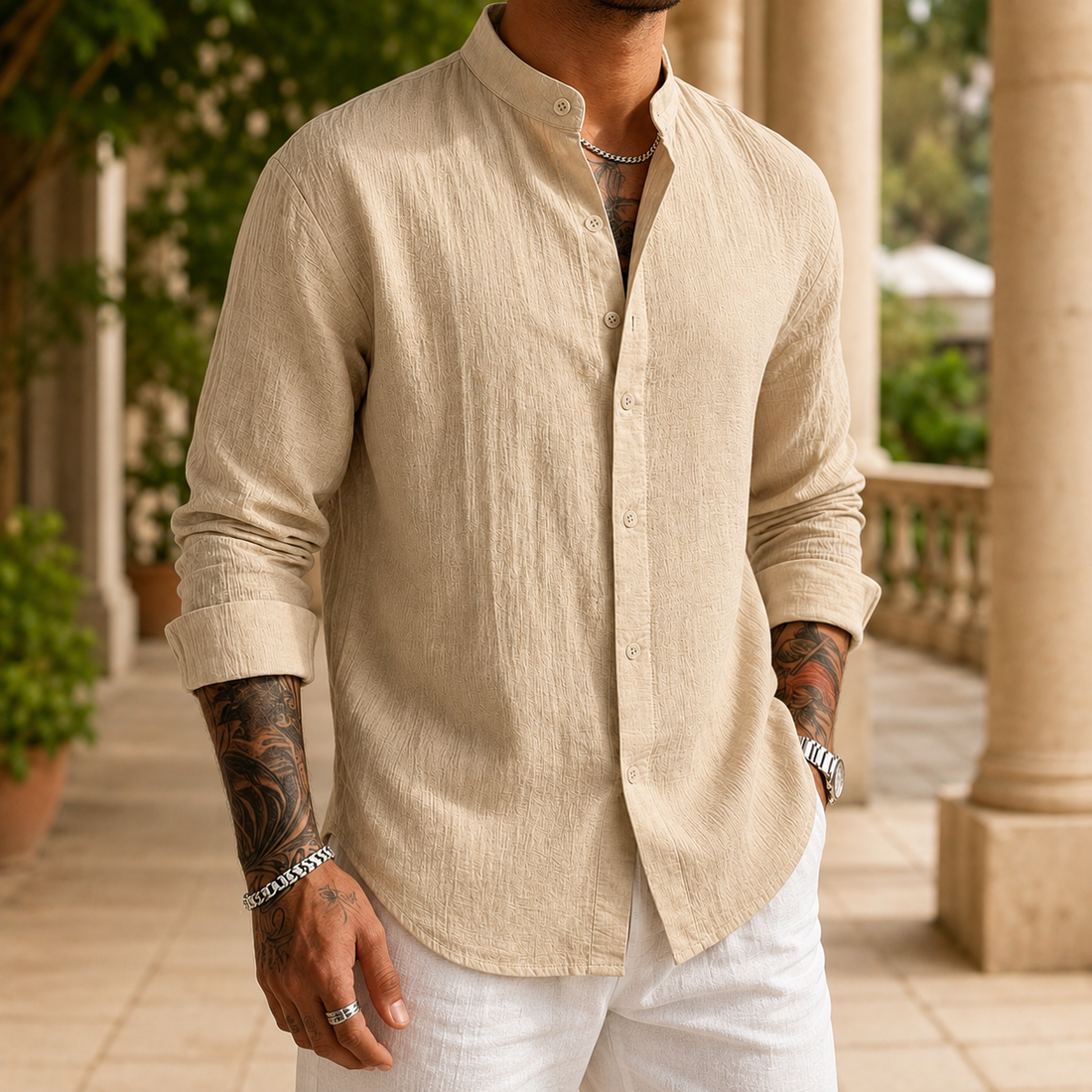 Carter Henley Shirt - Beige