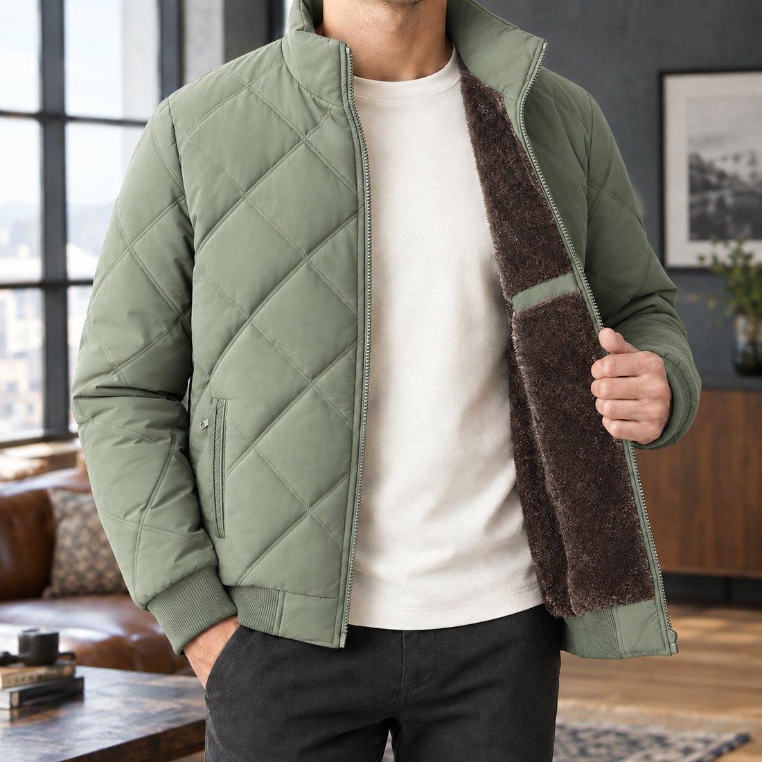 Octavian Quilted Jacket - Army Green