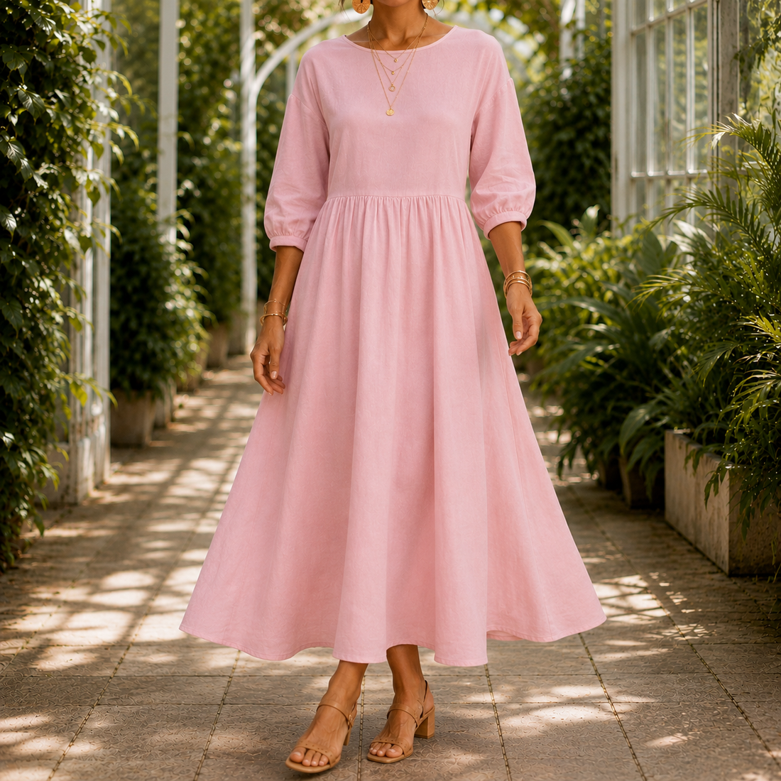 Rosalie Gathered Maxi Dress - Pink