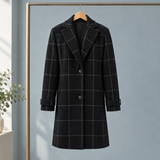 Evadne Windowpane Coat - Black